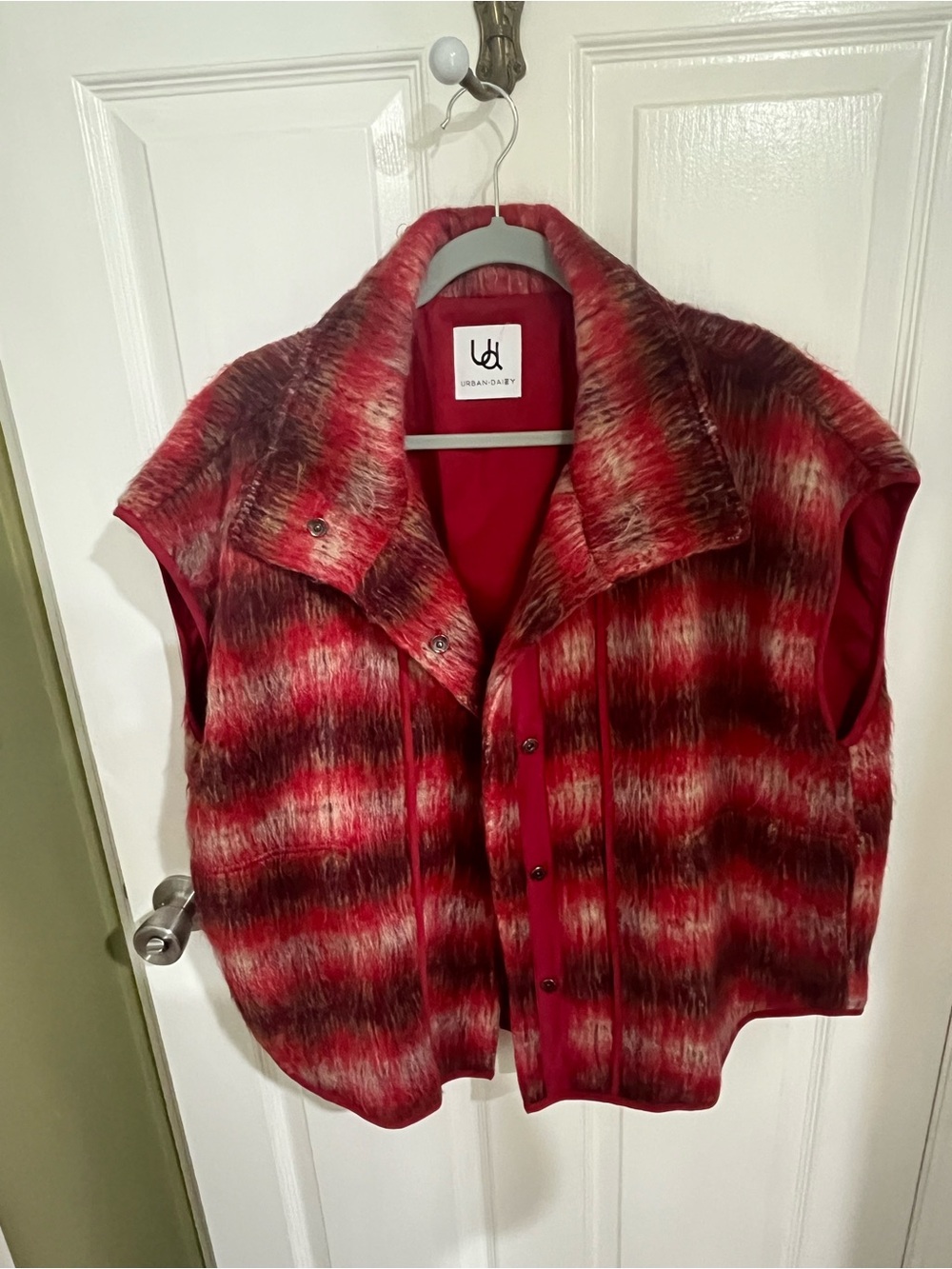Urbanology Red Patterned Sleeveless Jacket Vest